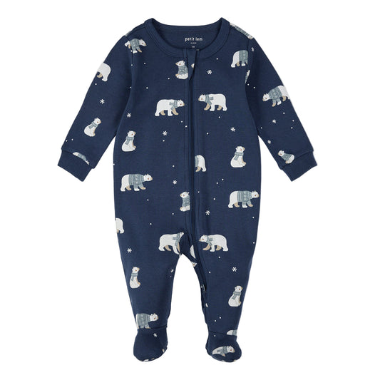 Winter Polar Bear Print on Navy Sleeper