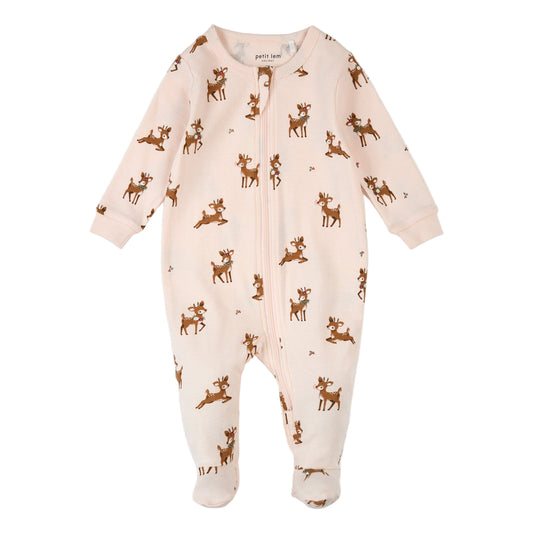 Reindeer Print on Soft Pink Sleeper