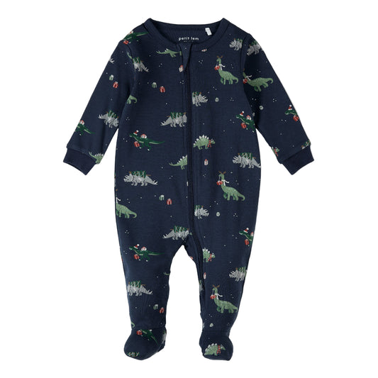 Holiday Dinosaur Print on Navy Sleeper