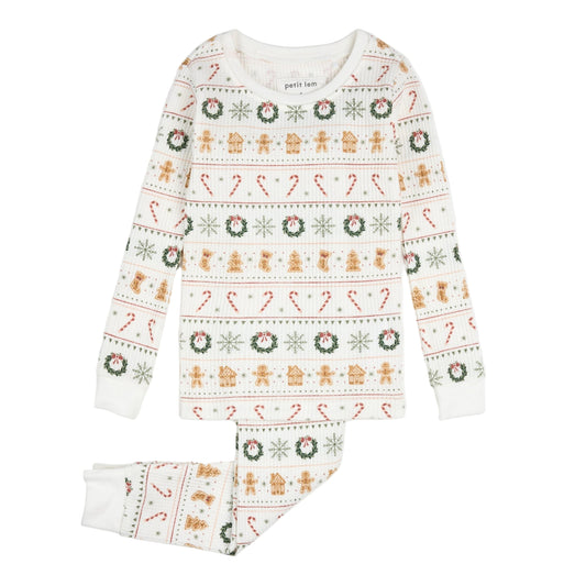 Baby Holiday Treats Fair Isle Print on Thermal PJ Set