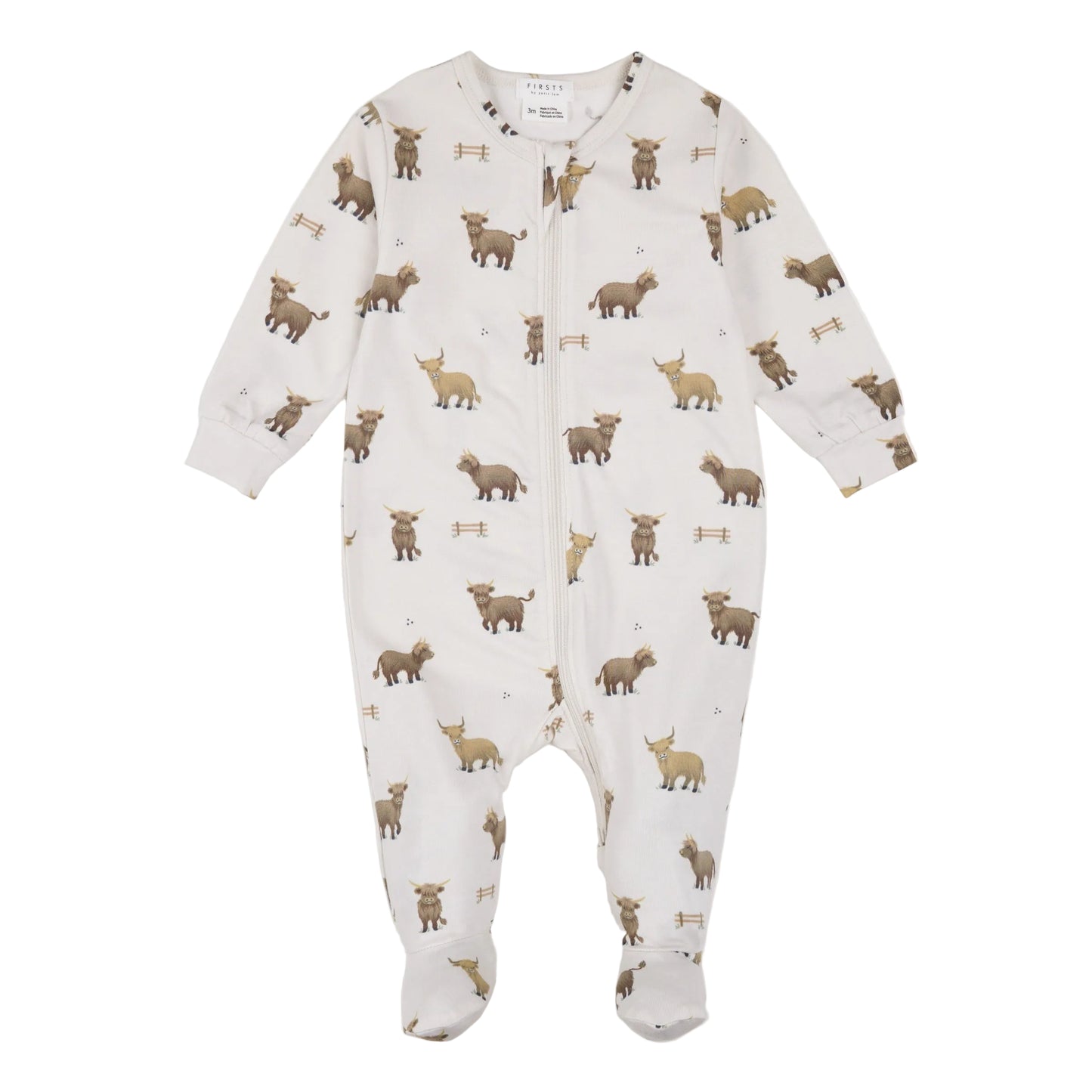 Highland Cow Print on Crème LunaKnit Sleeper