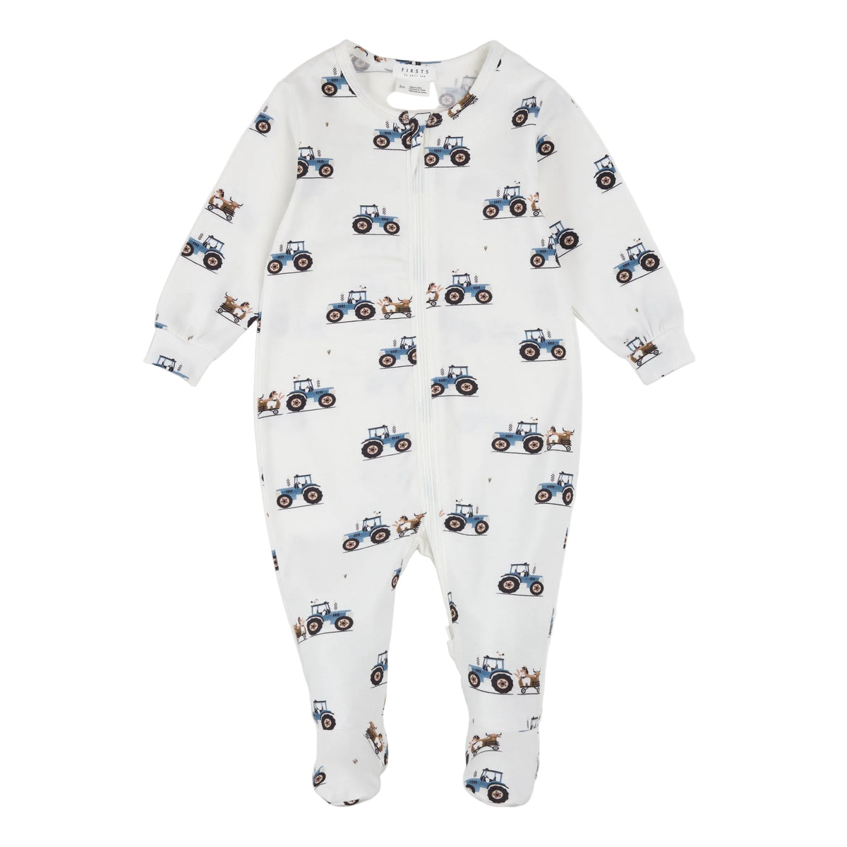 Tractor Ride Print on Off-White LunaKnit Sleeper