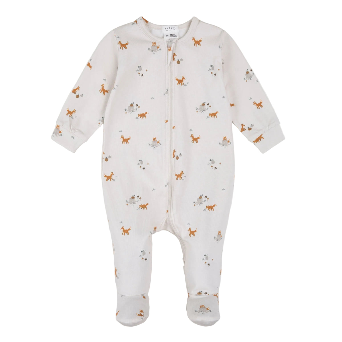 Fox Kit Print on Off-White LunaKnit Sleeper