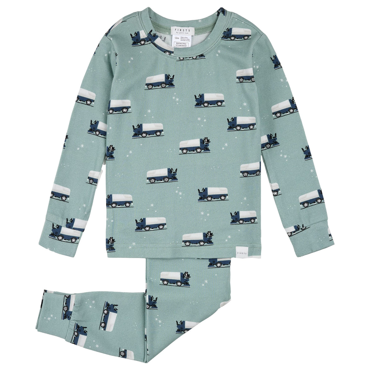 Ice Resurfacer Two-Piece Baby Pajama Set flat lay