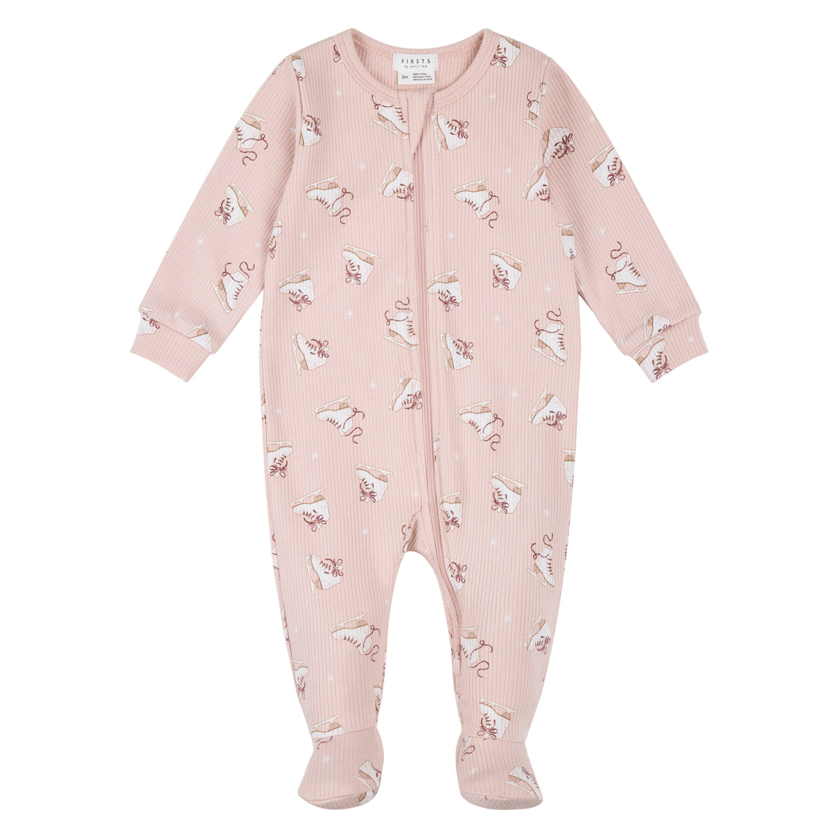 Ice Skates Footed Sleeper flat lay