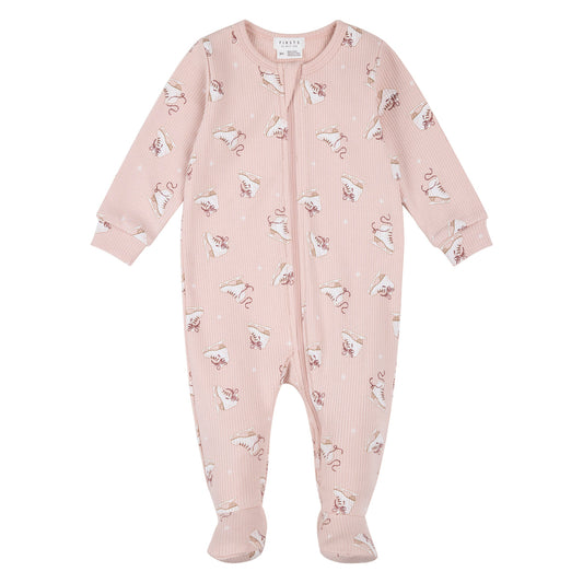 Ice Skates Footed Sleeper flat lay