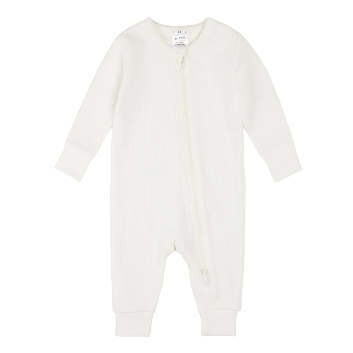 Ivory Modal Rib Frilled Sleeper flat lay