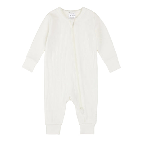 Ivory Modal Rib Frilled Sleeper flat lay