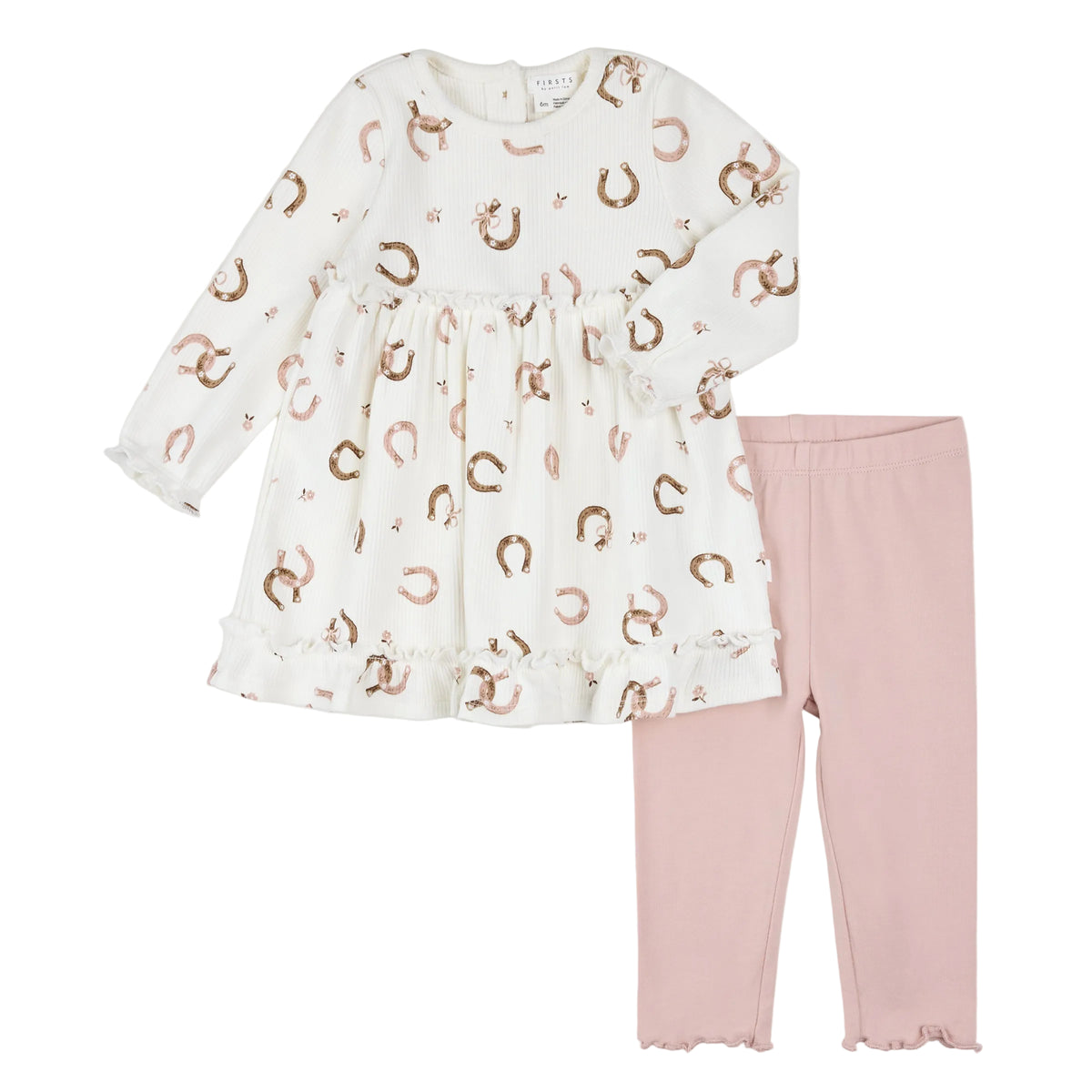 Horseshoe Print on Ribbed Dress Set