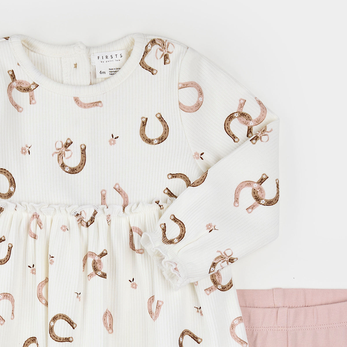 Horseshoe Print on Ribbed Dress Set