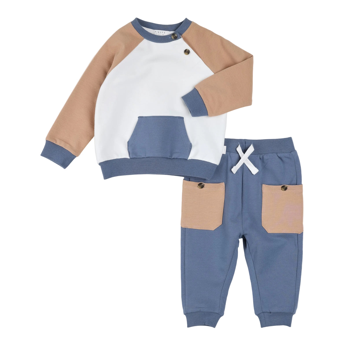 Mocha & Indigo Color Block Outfit Set