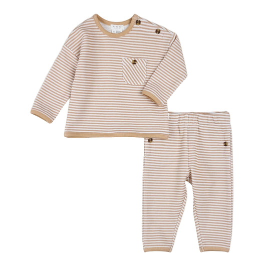 Mocha Striped Double Jersey Outfit Set