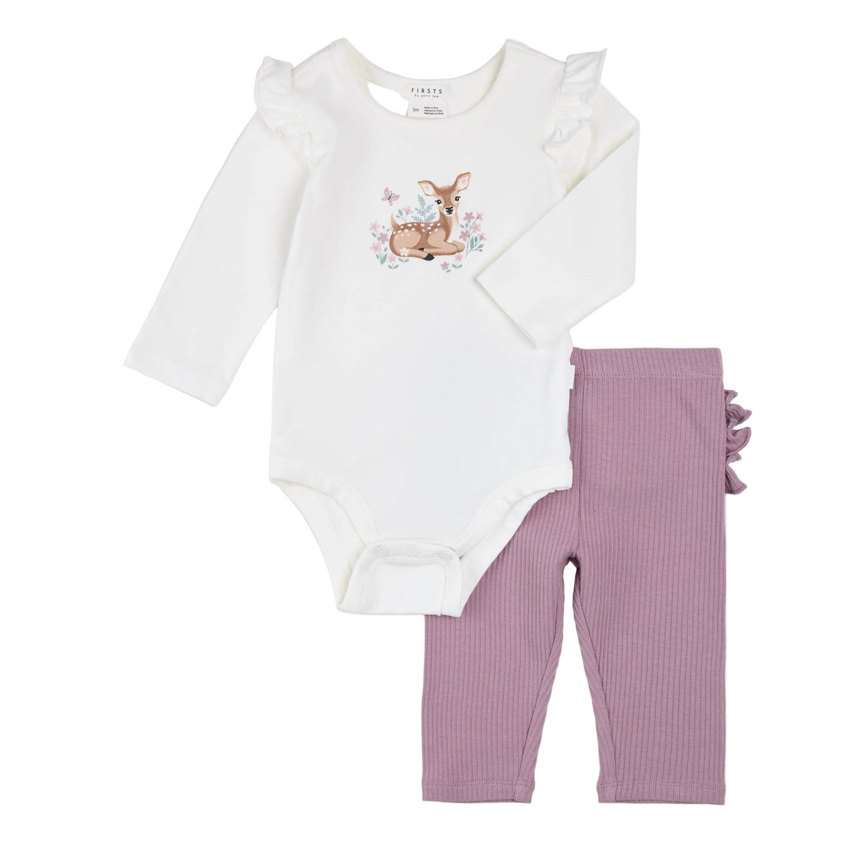 Fall Fawn 2pc LunaKnit Bodysuit Set flat lay
