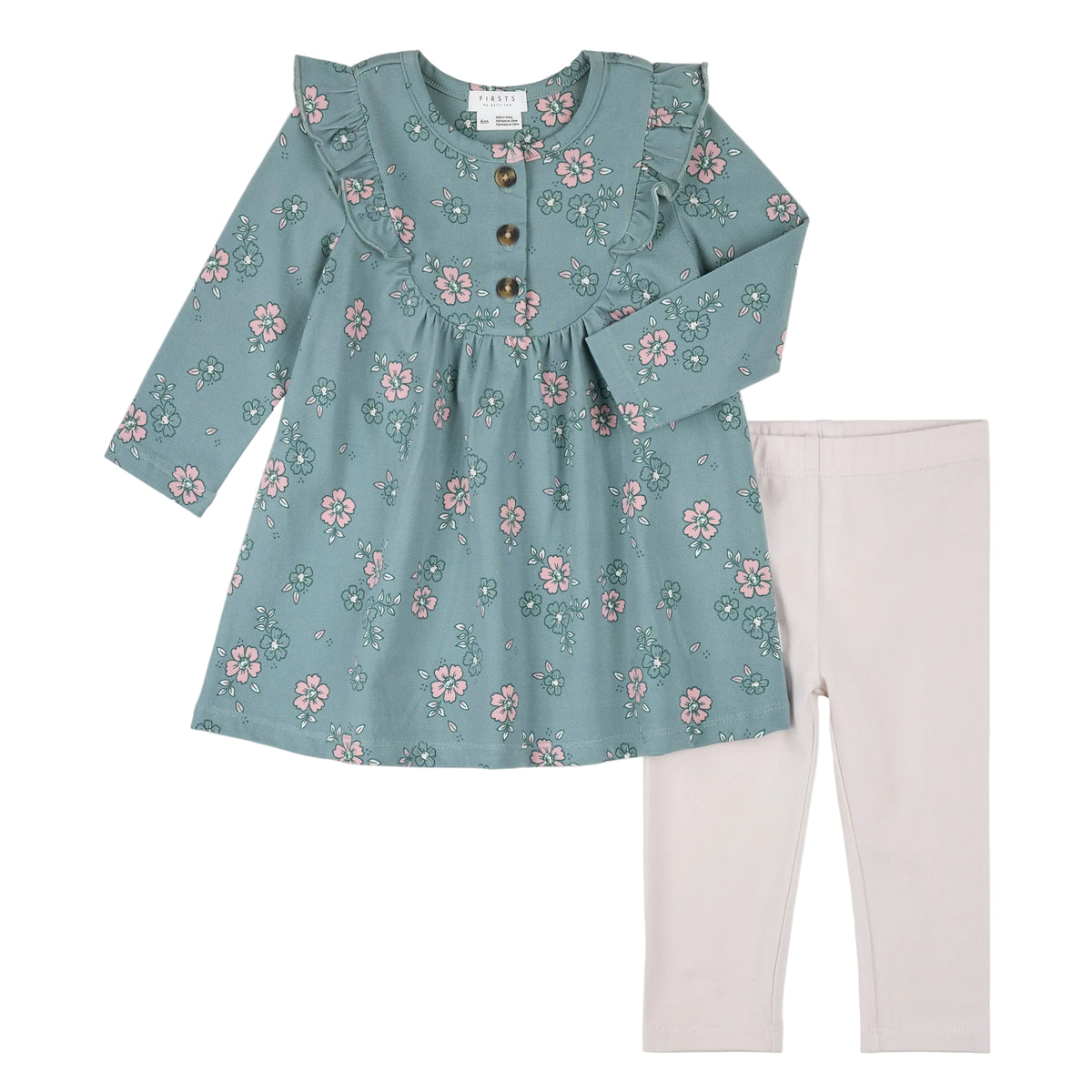 Autumn Bouquet Jersey Dress Set flat lay