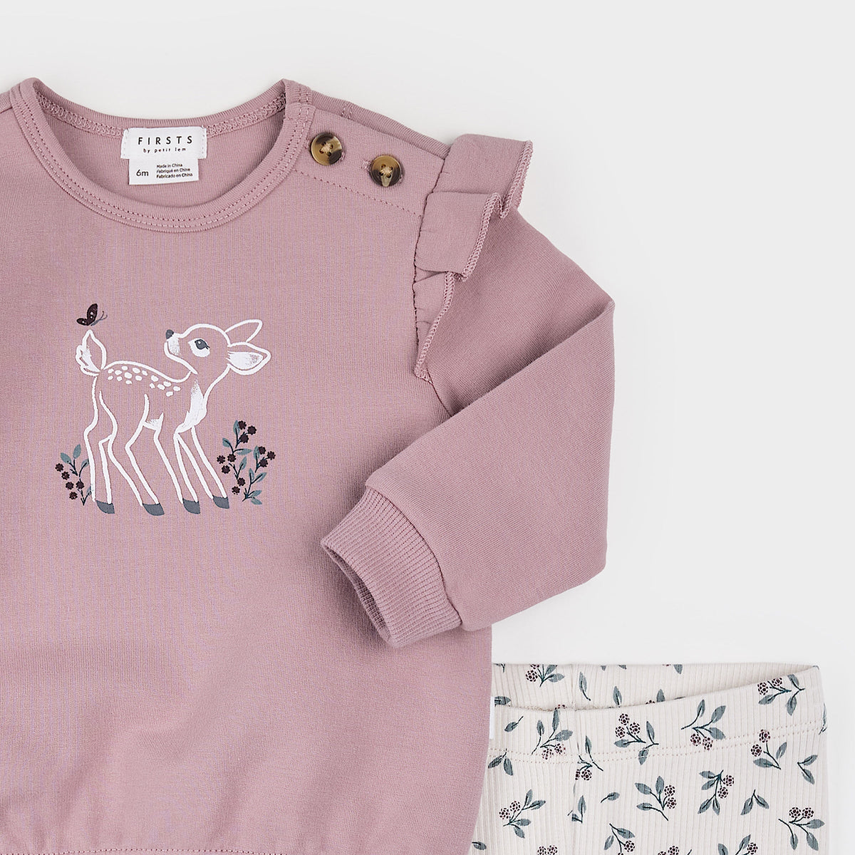 Fawn & Floral Legging Set cropped flat lay