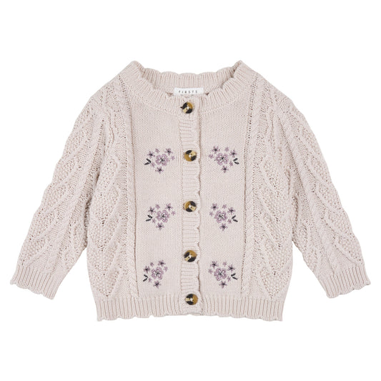 Girls Flower Cardigan Sweater flat lay