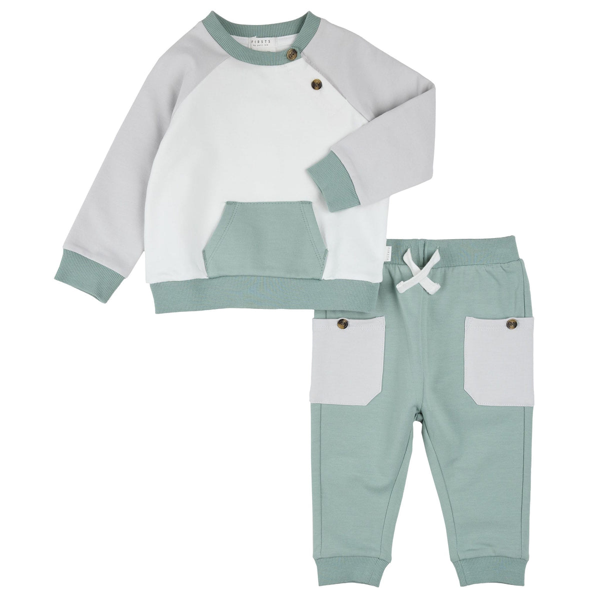 Hockey Colorblock Sweatshirt Set flat lay