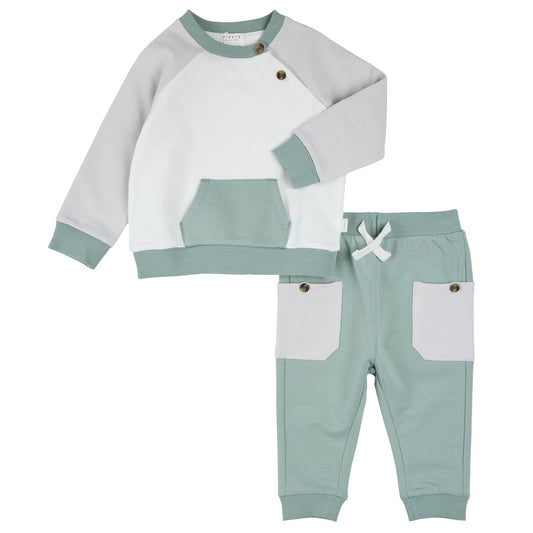 Hockey Colorblock Sweatshirt Set flat lay