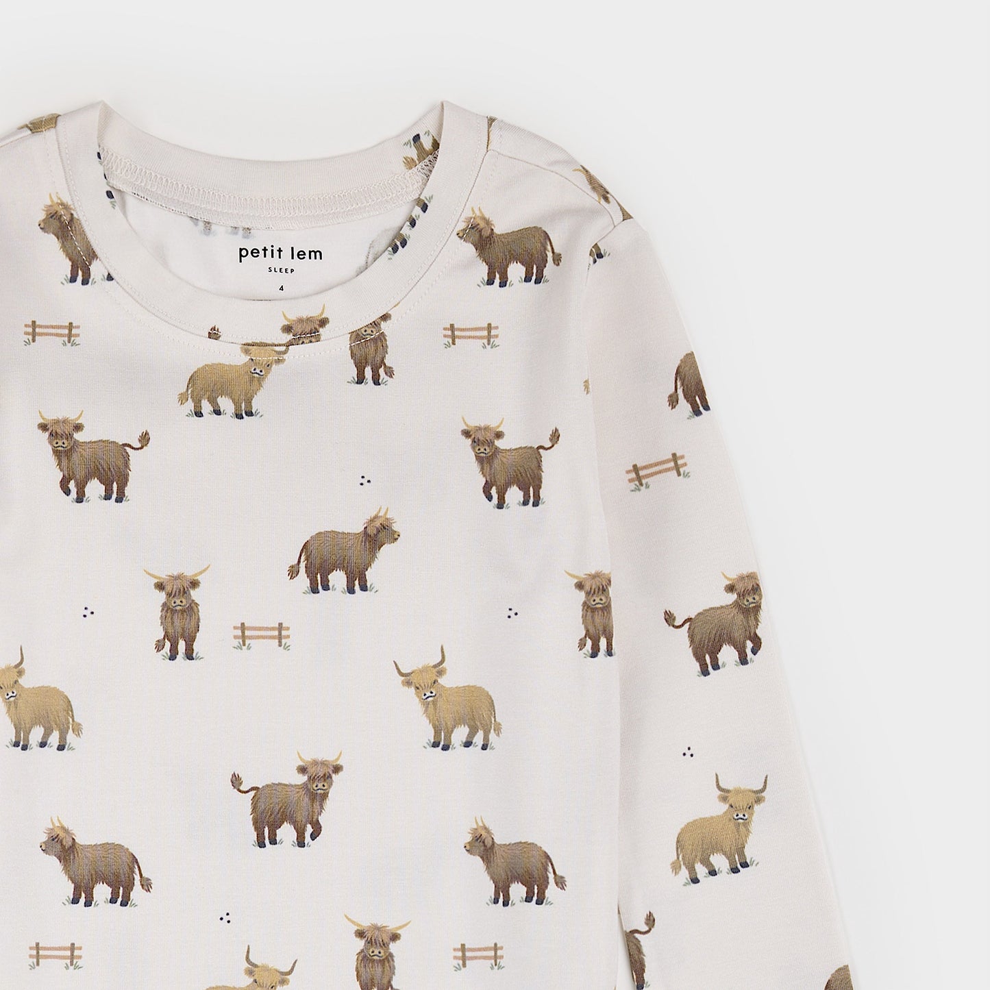 Highland Cow Print on Crème LunaKnit PJ Set