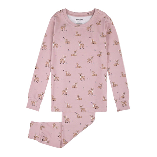 Fall Fawn Print on Twilight LunaKnit PJ Set