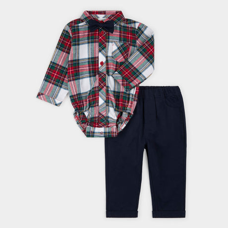 Red Top Pants And Bow Tie Set