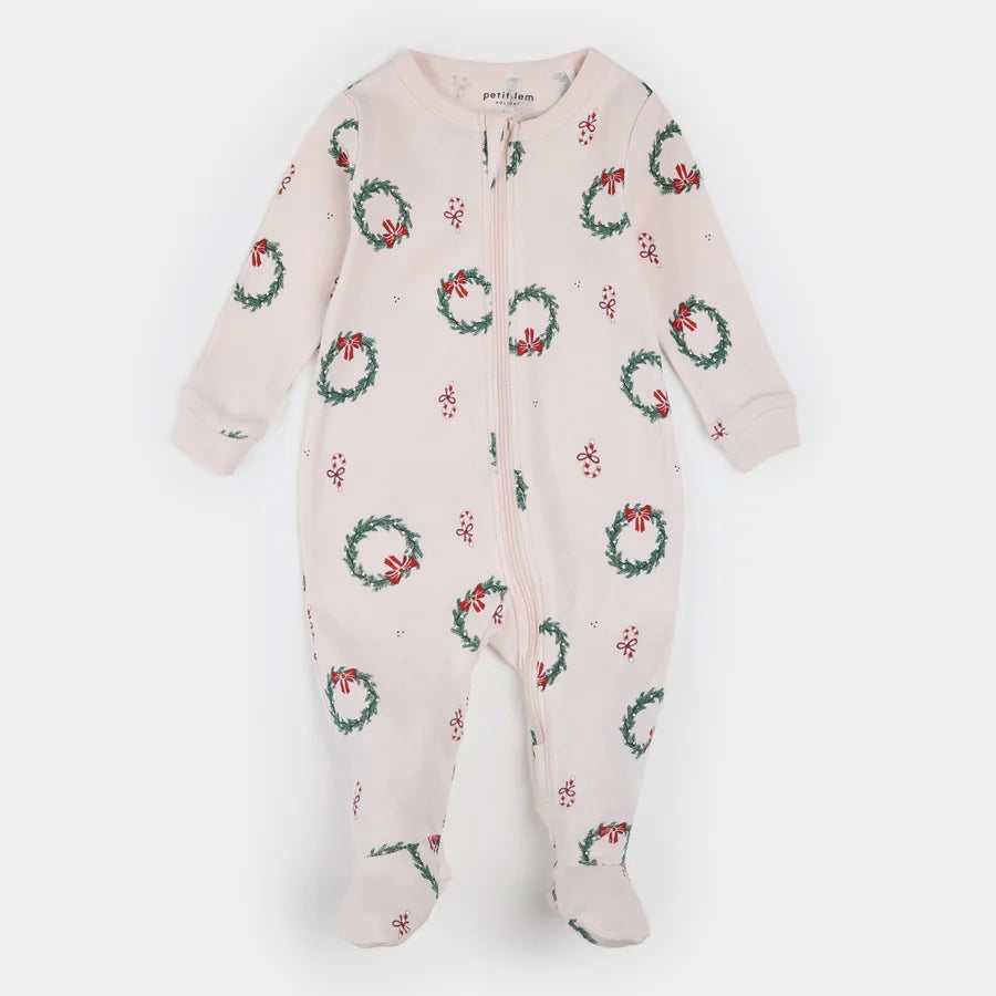 Deck the Halls Pink Footed Sleeper