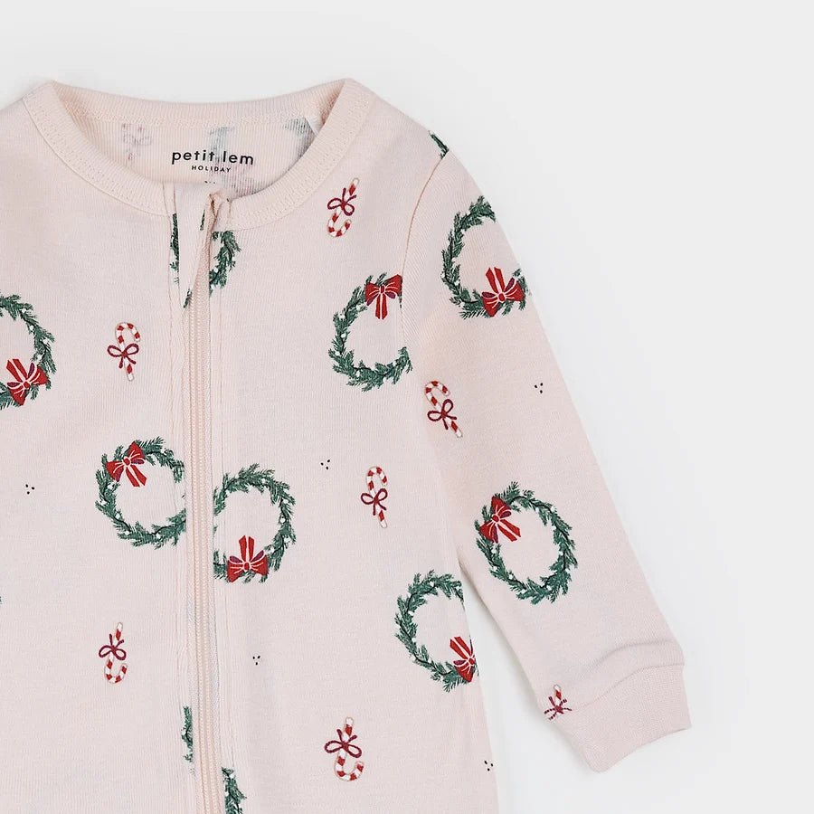 Deck the Halls Pink Footed Sleeper
