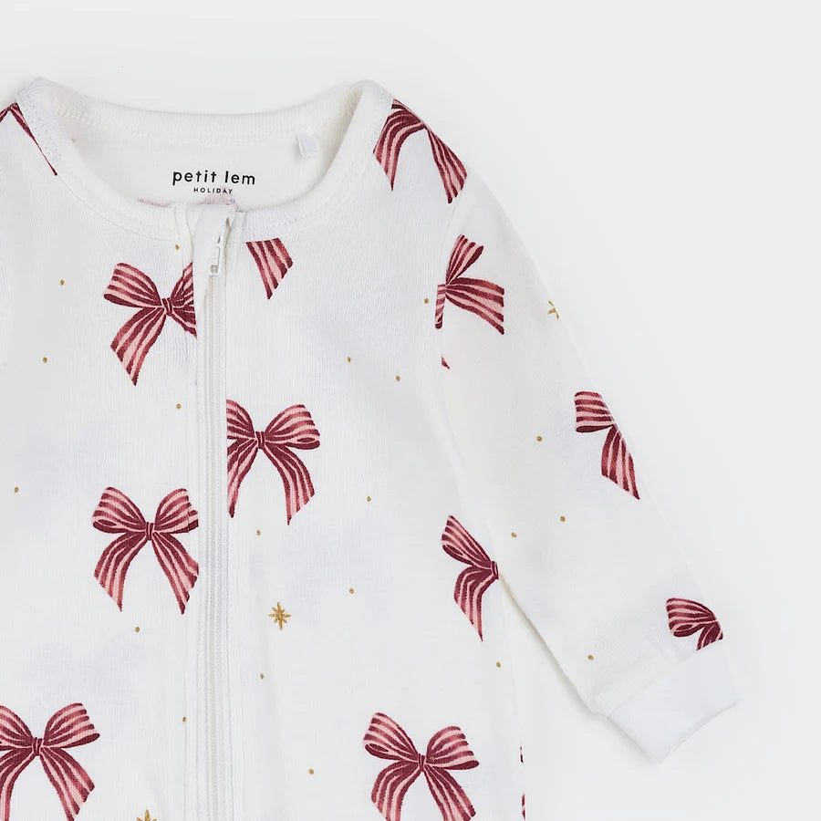 Glitter & Bows Ivory Footed Sleeper