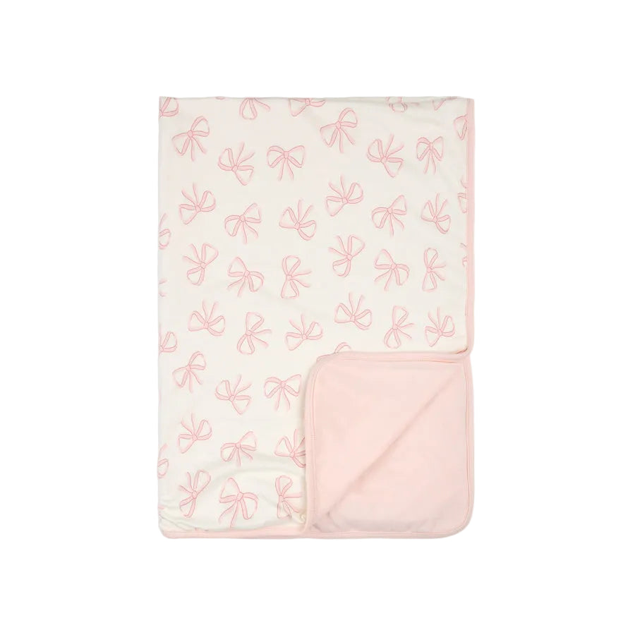 Pink Bows on Ivory Jersey Blanket