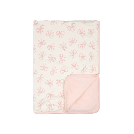 Pink Bows on Ivory Jersey Blanket