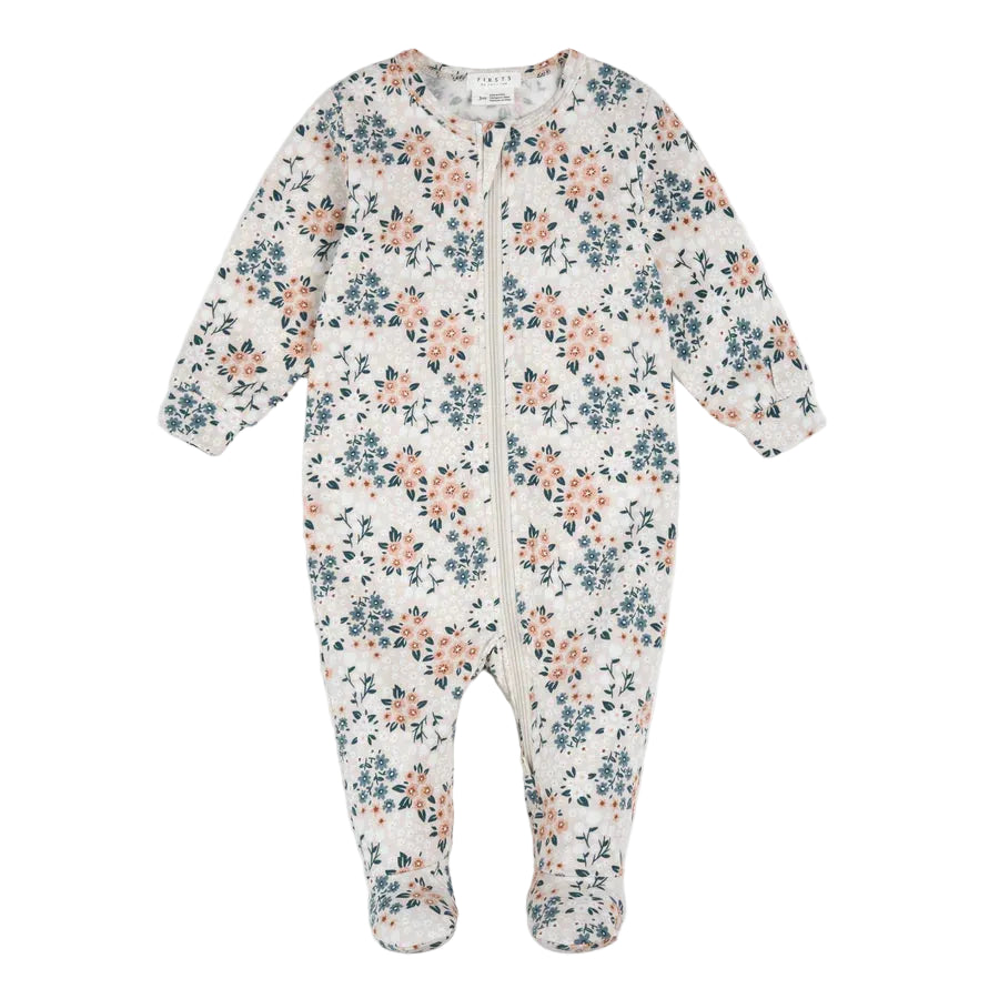 Blue & Pink Floral Footed Sleeper