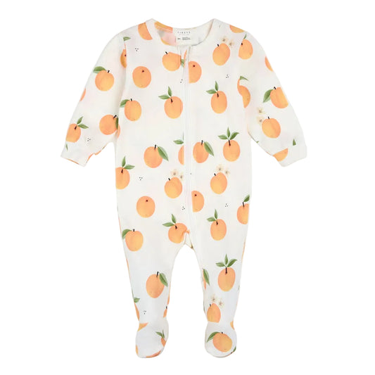 Peach Blossom Footed Knit Sleeper