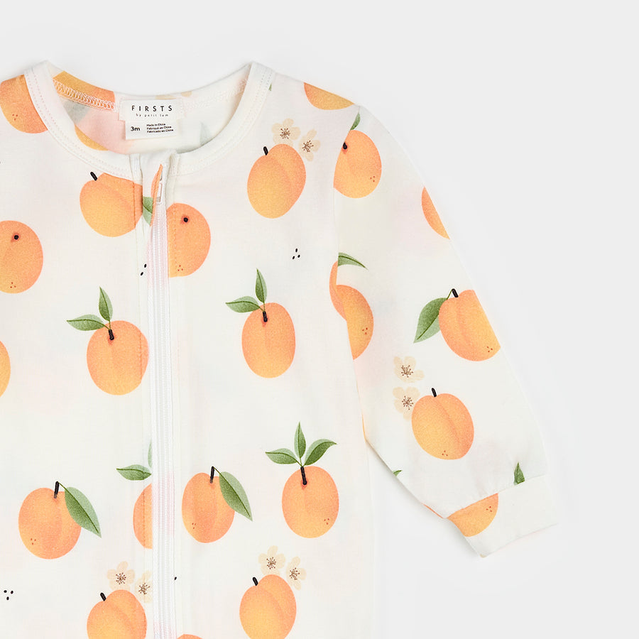 Peach Blossom Footed Knit Sleeper