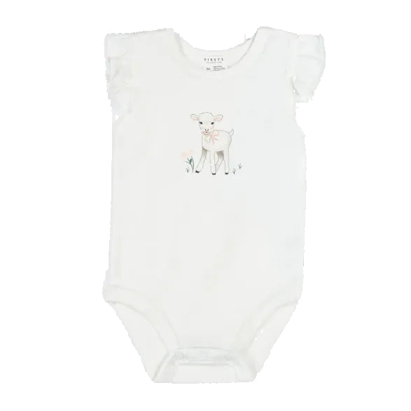 Little Lamb Ruffle Sleeve Onesie