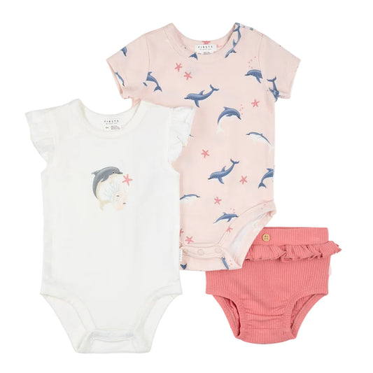 Dolphin Star Ruffle Sleeve S/S Onesie