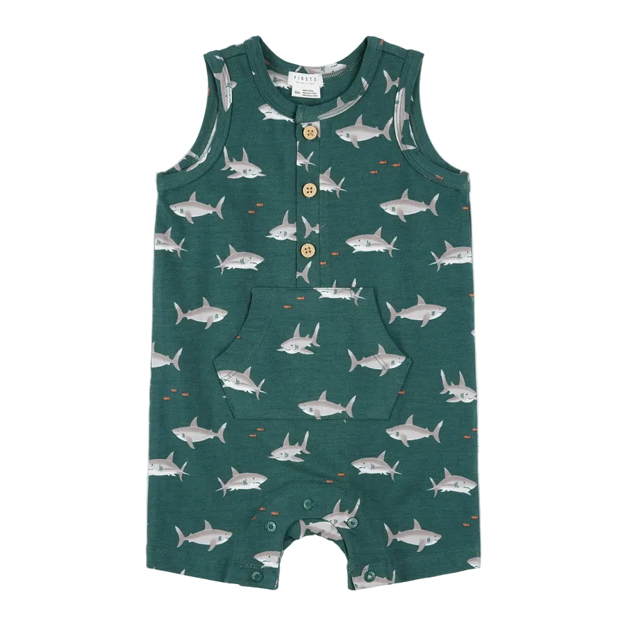 Organic Teal Shark Tank Romper