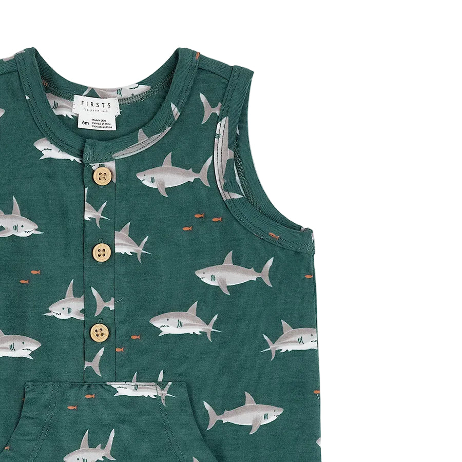 Organic Teal Shark Tank Romper