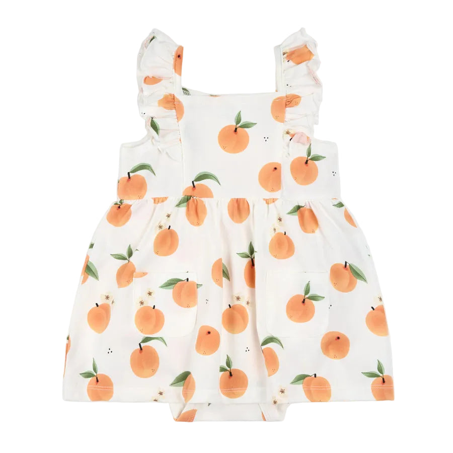 Peach Blossom Ruffle Sleeve Onesie Dress