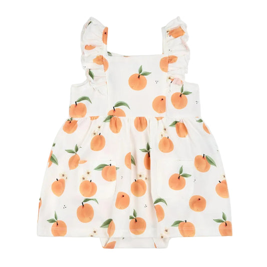 Peach Blossom Ruffle Sleeve Onesie Dress