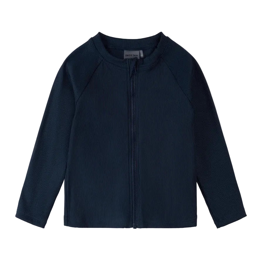 Ribbed Navy Full Zip Rashguard
