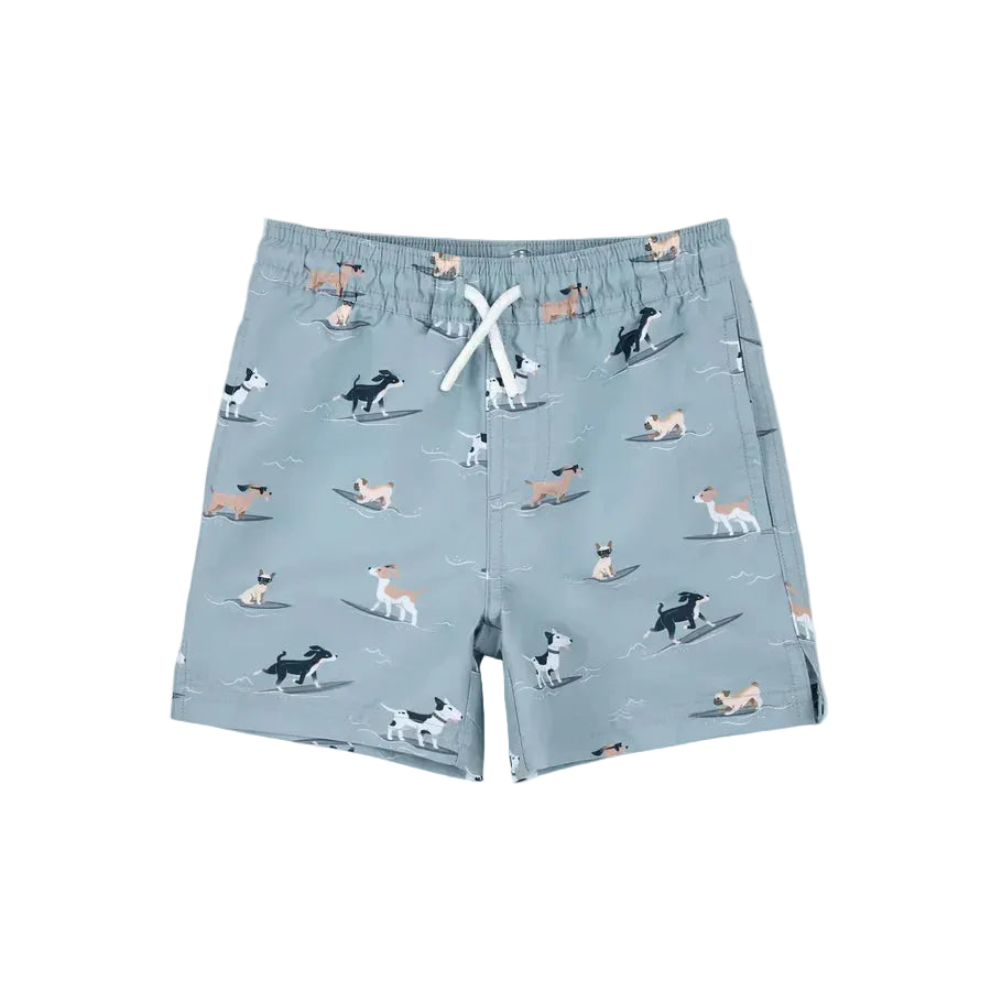 Surfing Pups Blue Swim Trunks