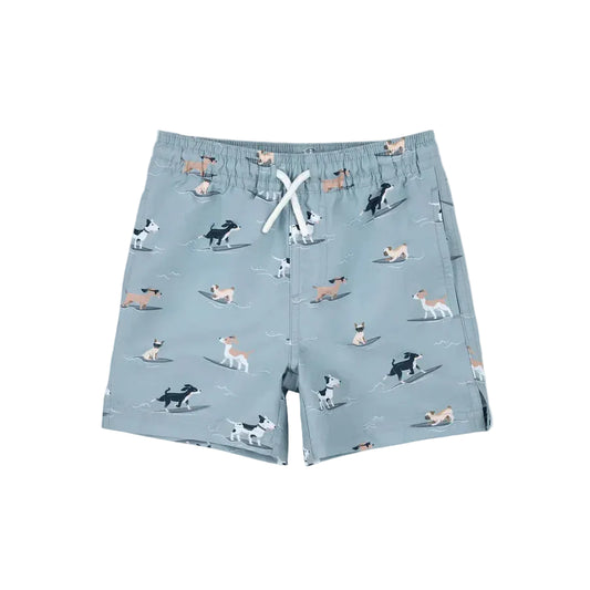 Surfing Pups Blue Swim Trunks