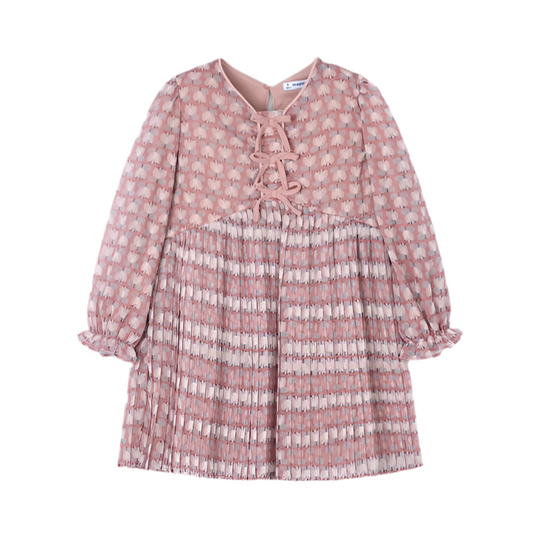 Pleated Makeup Pink Printed Dress