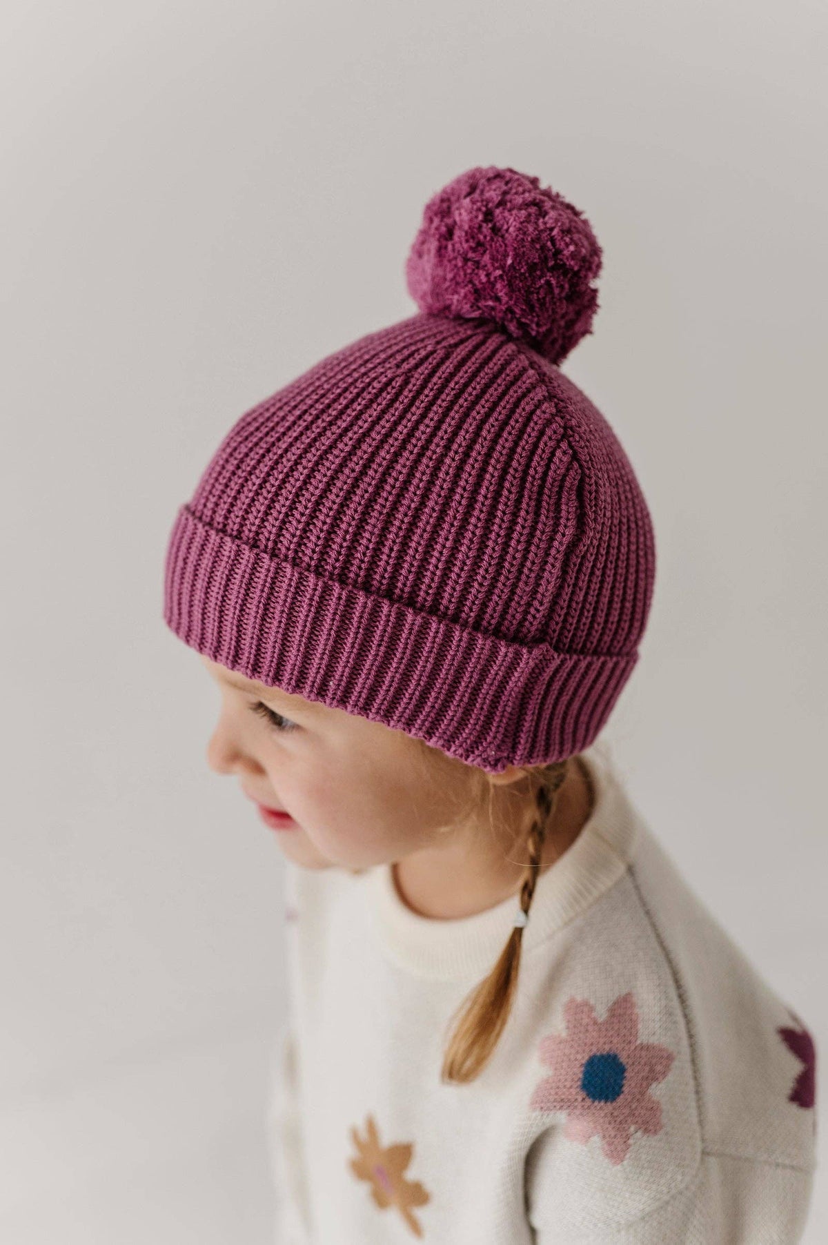 Vintage Plum Knit Pom Hat