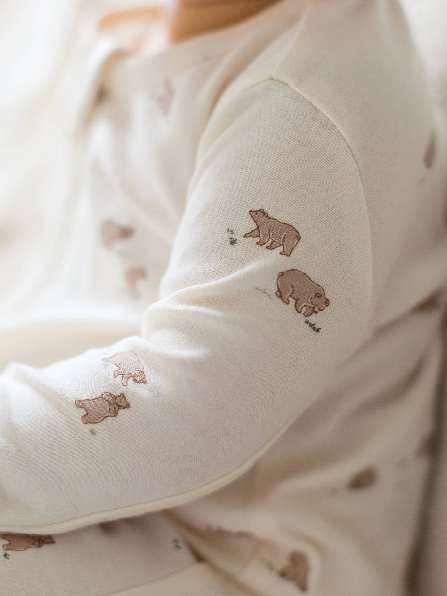 Organic Peyton Footed Sleeper - Bear / Truffle + Thyme