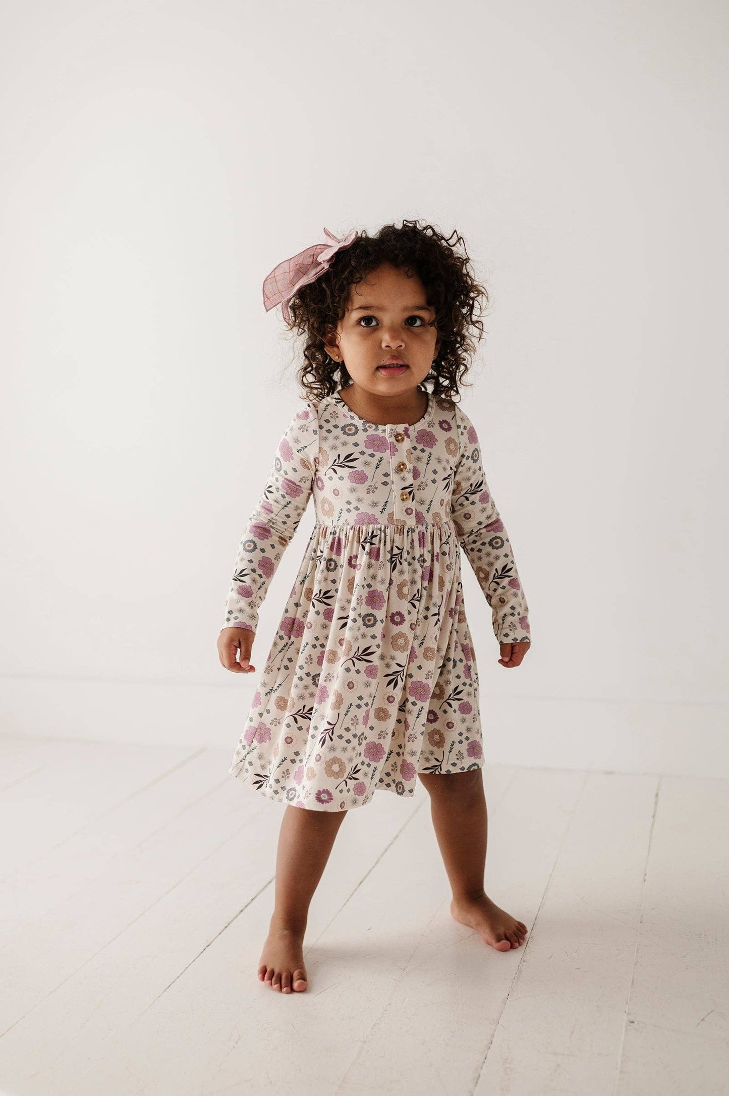 Bamboo Henley Dress - Winter Floral