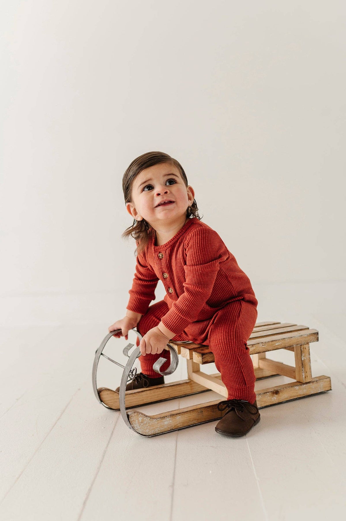Berry Red Waffle Romper