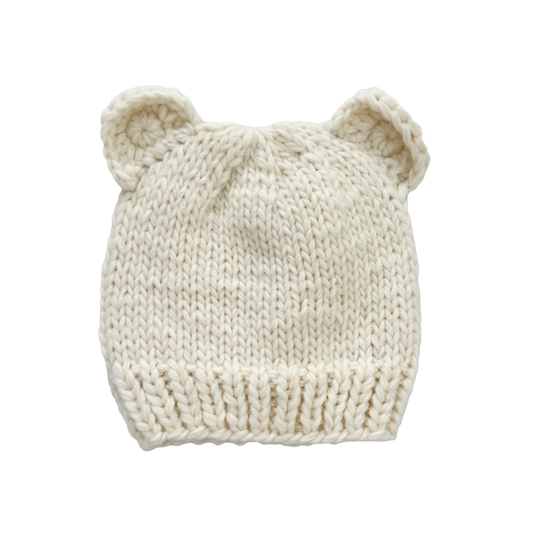 Organic Cream Bear Beanie