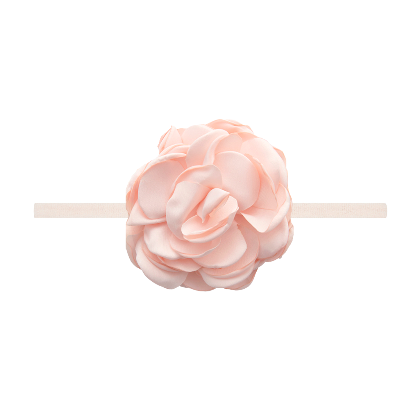 Silk Ruffle Rosebud Flower Skinny Headband