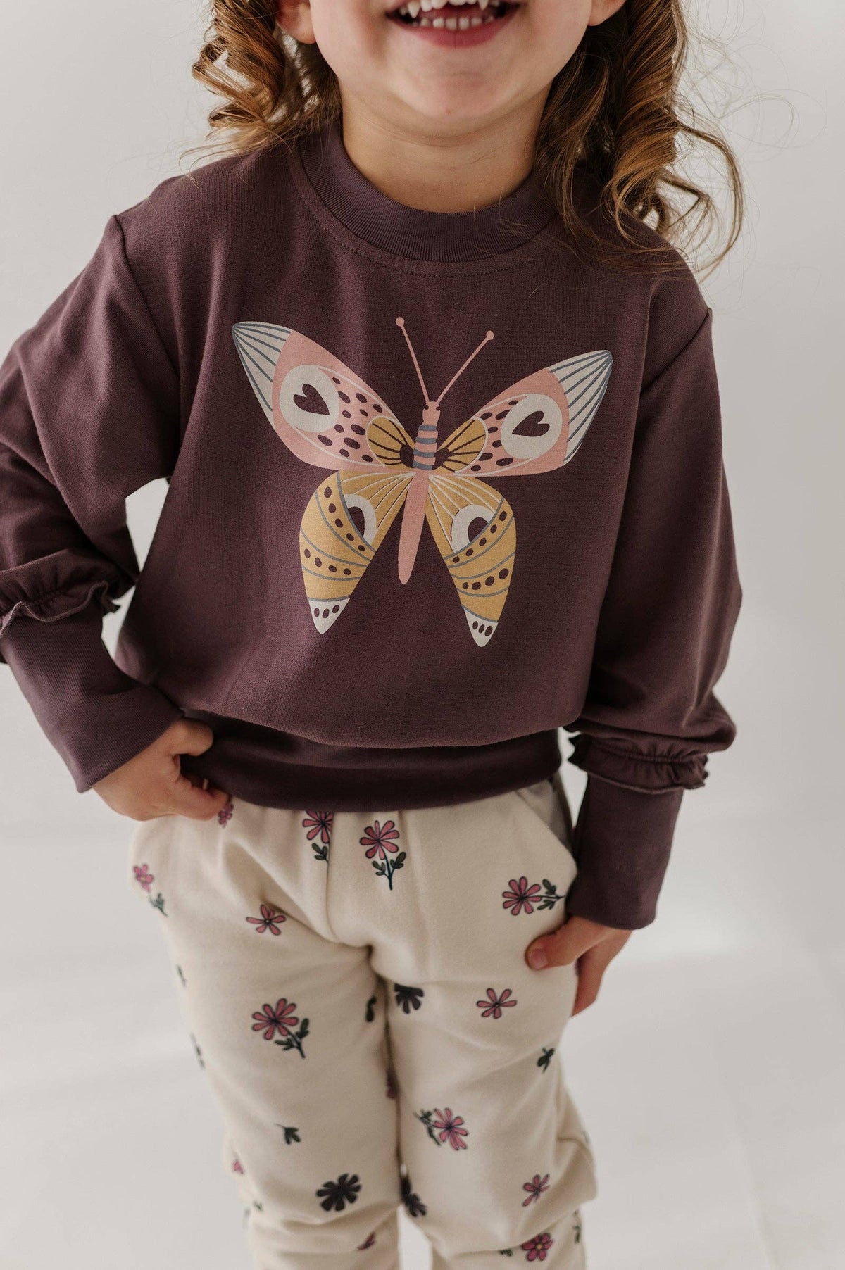 Butterfly Ruffle Hem Sweatshirt